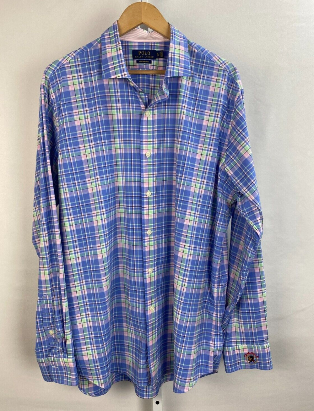 POLO RALPH LAUREN PERFORMANCE Shirt SEMINOLE GOLF CLUB Sz XL TG Blue Pink Green